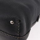 FENDI Celeria Tote Bag Leather Black Silver Auth 185726A-16