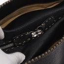 FENDI Celeria Tote Bag Leather Black Silver Auth 185726A-10