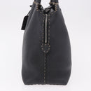 FENDI Celeria Tote Bag Leather Black Silver Auth 185726A-3
