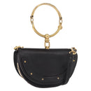 Chloe Nile Hand Bag Leather 2way Black Gold Auth 185727A-1