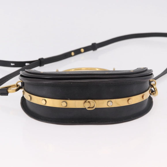 Chloe Nile Hand Bag Leather 2way Black Gold Auth 185727A