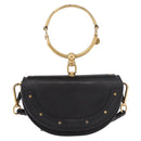 Chloe Nile Hand Bag Leather 2way Black Gold Auth 185727A-13