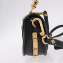 Chloe Nile Hand Bag Leather 2way Black Gold Auth 185727A-4