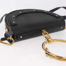 Chloe Nile Hand Bag Leather 2way Black Gold Auth 185727A-6