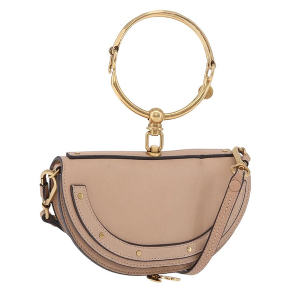 Chloe Nile Hand Bag Leather 2way Pink Gold Auth 185728A