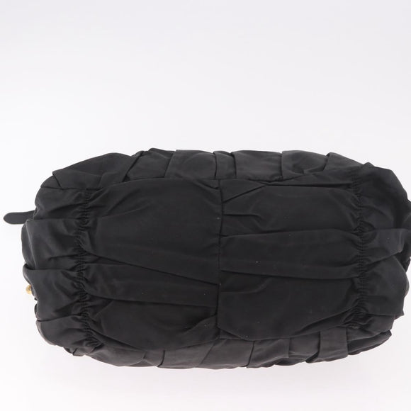 PRADA Hand Bag Nylon 2way Black Gold Auth 185729
