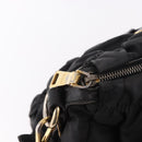 PRADA Hand Bag Nylon 2way Black Gold Auth 185729-9