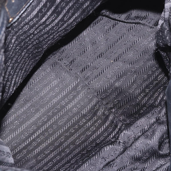 PRADA Hand Bag Nylon 2way Black Gold Auth 185729