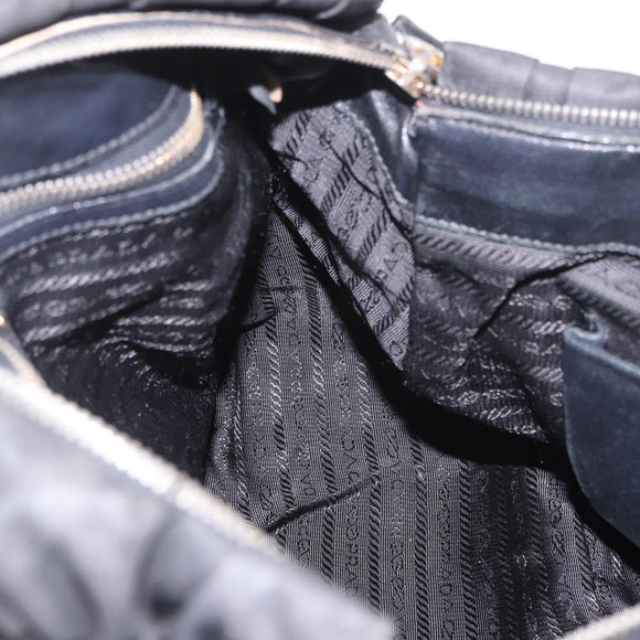 PRADA Hand Bag Nylon 2way Black Gold Auth 185729