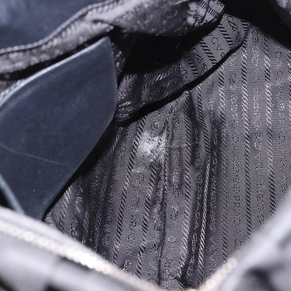 PRADA Hand Bag Nylon 2way Black Gold Auth 185729