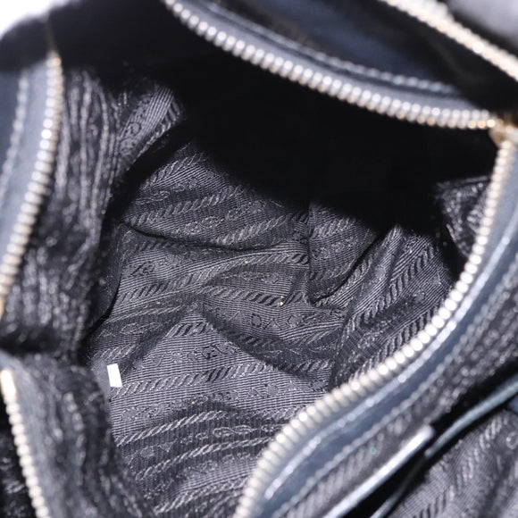 PRADA Hand Bag Nylon 2way Black Gold Auth 185729
