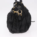 PRADA Hand Bag Nylon 2way Black Gold Auth 185729-3