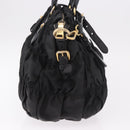 PRADA Hand Bag Nylon 2way Black Gold Auth 185729-4
