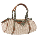 Christian Dior Trotter Canvas Romantic Hand Bag PVC Beige Silver Auth 185730SAV-1