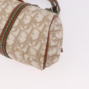Christian Dior Trotter Canvas Romantic Hand Bag PVC Beige Silver Auth 185730SAV-15
