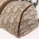 Christian Dior Trotter Canvas Romantic Hand Bag PVC Beige Silver Auth 185730SAV-17