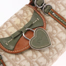 Christian Dior Trotter Canvas Romantic Hand Bag PVC Beige Silver Auth 185730SAV-10