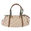 Christian Dior Trotter Canvas Romantic Hand Bag PVC Beige Silver Auth 185730SAV-2