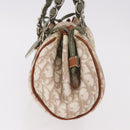 Christian Dior Trotter Canvas Romantic Hand Bag PVC Beige Silver Auth 185730SAV-3