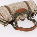 Christian Dior Trotter Canvas Romantic Hand Bag PVC Beige Silver Auth 185730SAV-6