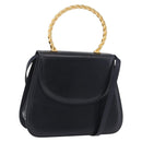 Salvatore Ferragamo Hand Bag Leather 2way Navy Gold Auth 185733A-1