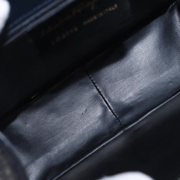 Salvatore Ferragamo Hand Bag Leather 2way Navy Gold Auth 185733A