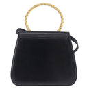Salvatore Ferragamo Hand Bag Leather 2way Navy Gold Auth 185733A-2