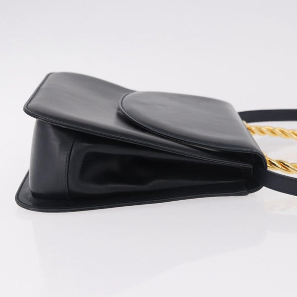 Salvatore Ferragamo Hand Bag Leather 2way Navy Gold Auth 185733A