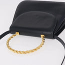 Salvatore Ferragamo Hand Bag Leather 2way Navy Gold Auth 185733A-7