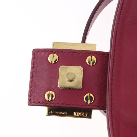 FENDI Mamma Baguette Shoulder Bag Leather Ivory Gold Auth 185734SAM