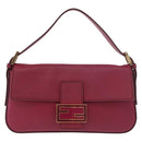 FENDI Mamma Baguette Shoulder Bag Leather Ivory Gold Auth 185734SAM-13