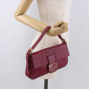 FENDI Mamma Baguette Shoulder Bag Leather Ivory Gold Auth 185734SAM-28