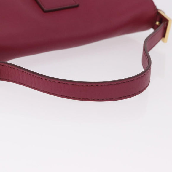FENDI Mamma Baguette Shoulder Bag Leather Ivory Gold Auth 185734SAM