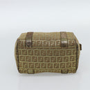 FENDI Zucchino Canvas Hand Bag Gold Auth 185735-10