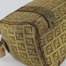 FENDI Zucchino Canvas Hand Bag Gold Auth 185735-12