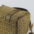 FENDI Zucchino Canvas Hand Bag Gold Auth 185735-13