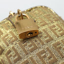 FENDI Zucchino Canvas Hand Bag Gold Auth 185735-16