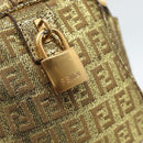 FENDI Zucchino Canvas Hand Bag Gold Auth 185735-17