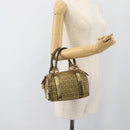 FENDI Zucchino Canvas Hand Bag Gold Auth 185735-25