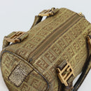 FENDI Zucchino Canvas Hand Bag Gold Auth 185735-6
