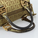 FENDI Zucchino Canvas Hand Bag Gold Auth 185735-7
