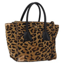 PRADA Hand Bag Harako Leather 2way Brown Gold Auth 185737A-1