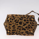 PRADA Hand Bag Harako Leather 2way Brown Gold Auth 185737A-12