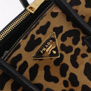 PRADA Hand Bag Harako Leather 2way Brown Gold Auth 185737A-17