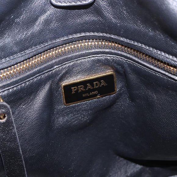 PRADA Hand Bag Harako Leather 2way Brown Gold Auth 185737A
