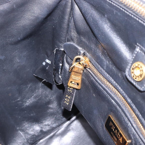PRADA Hand Bag Harako Leather 2way Brown Gold Auth 185737A