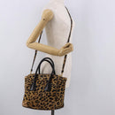 PRADA Hand Bag Harako Leather 2way Brown Gold Auth 185737A-26