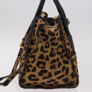 PRADA Hand Bag Harako Leather 2way Brown Gold Auth 185737A-5