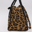 PRADA Hand Bag Harako Leather 2way Brown Gold Auth 185737A-6