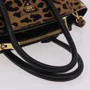 PRADA Hand Bag Harako Leather 2way Brown Gold Auth 185737A-8
